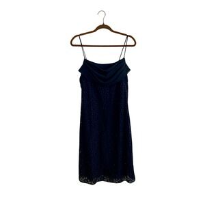 Vintage 90s Y2K Sally USA Black Metallic Glitter Lace Cowl Neck Midi Dress